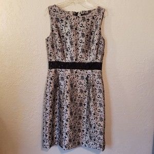 Tahari NWOT Metallic Cocktail Dress Exquisite Black Taupe Sz 4